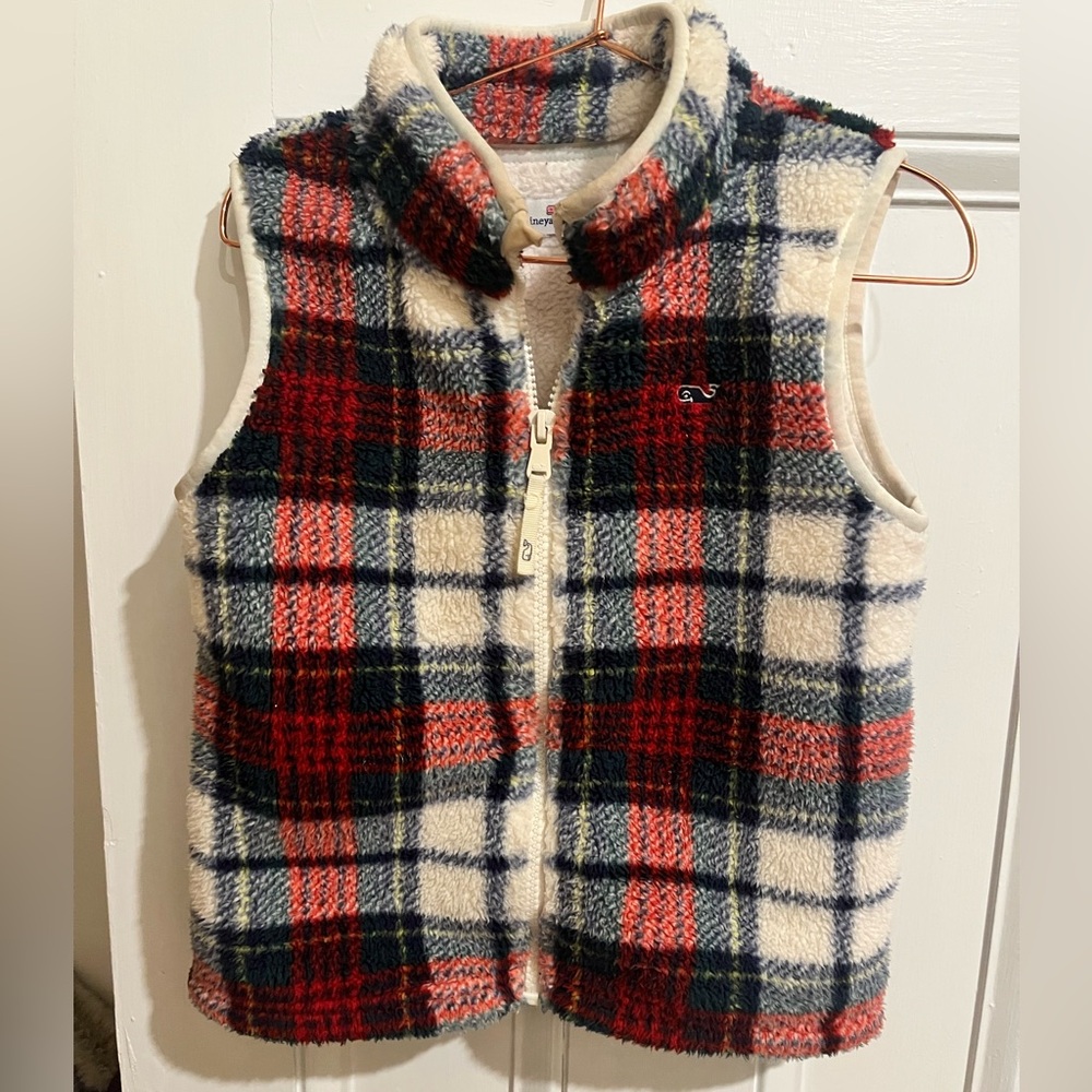 Vineyard Vines Kids Plaid Sherpa Vest